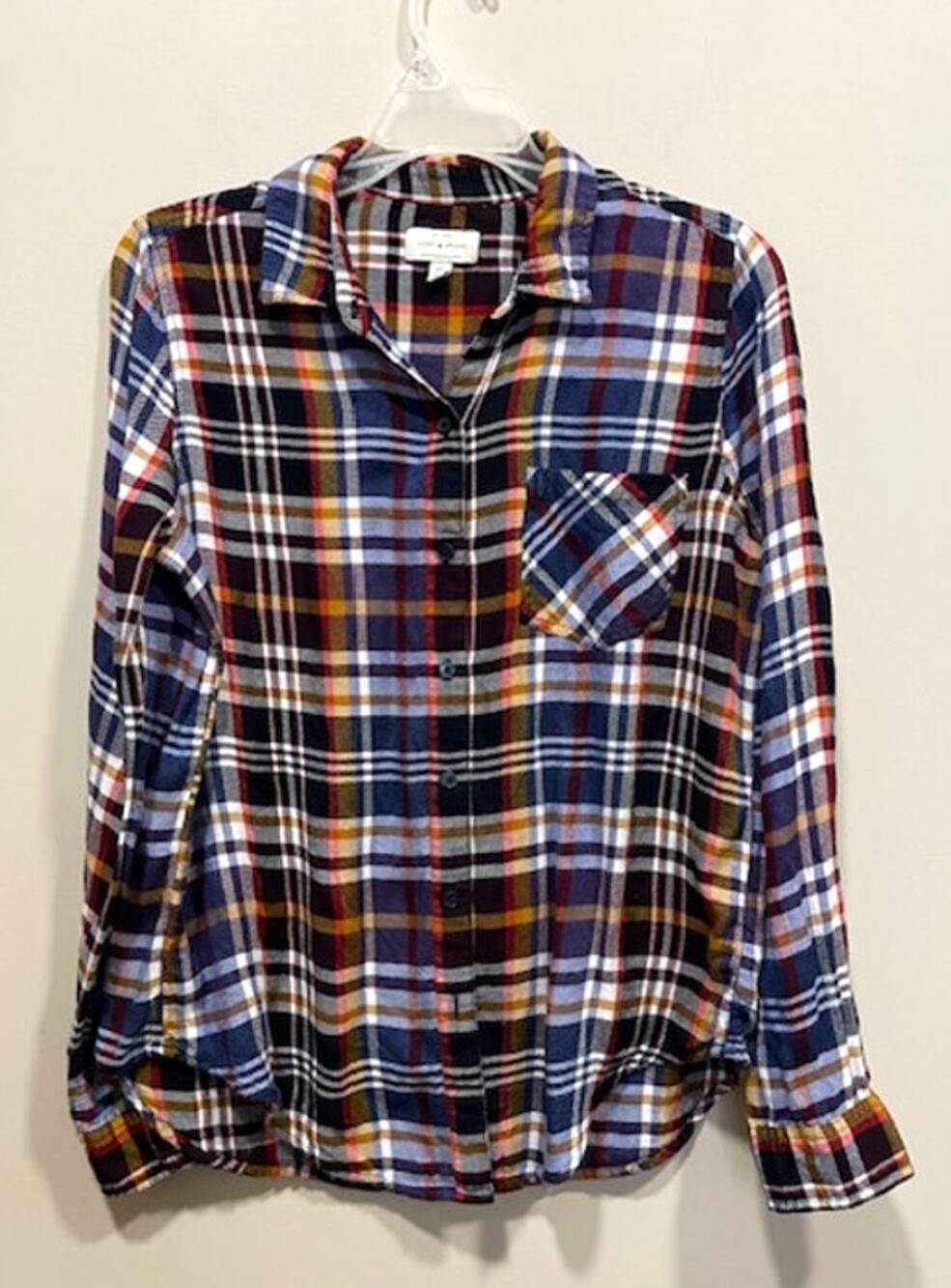 LUCKY BRAND Shirt Size Sm Plaid Flannel Buttoned Back Boho Beach Soft